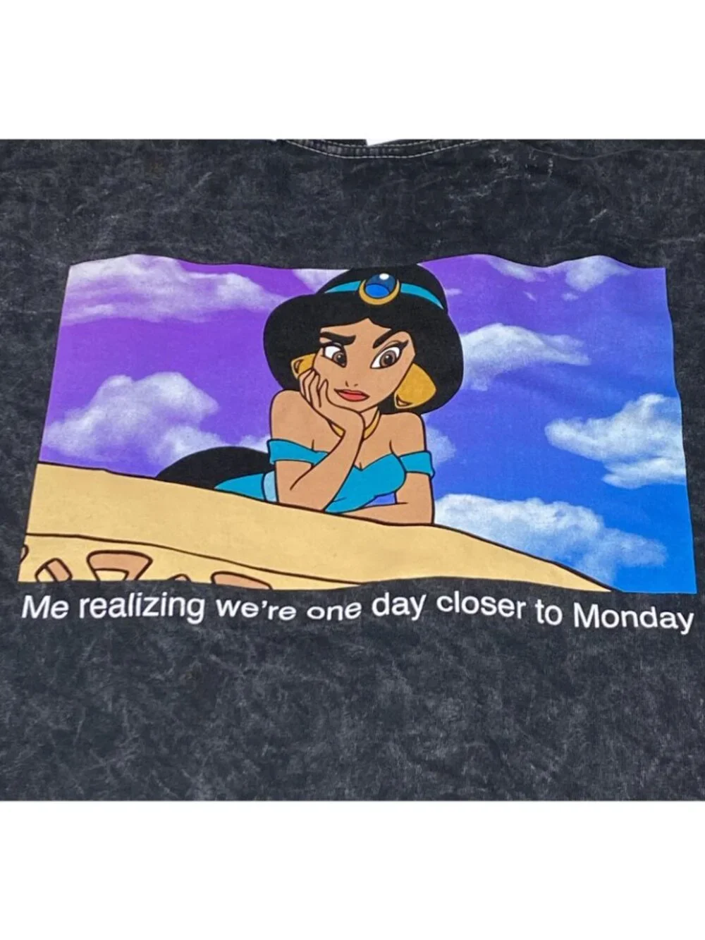 Disney Princess Jasmine T-Shirt Tee Black Marble Ebony Size 14 Large Girls NEW